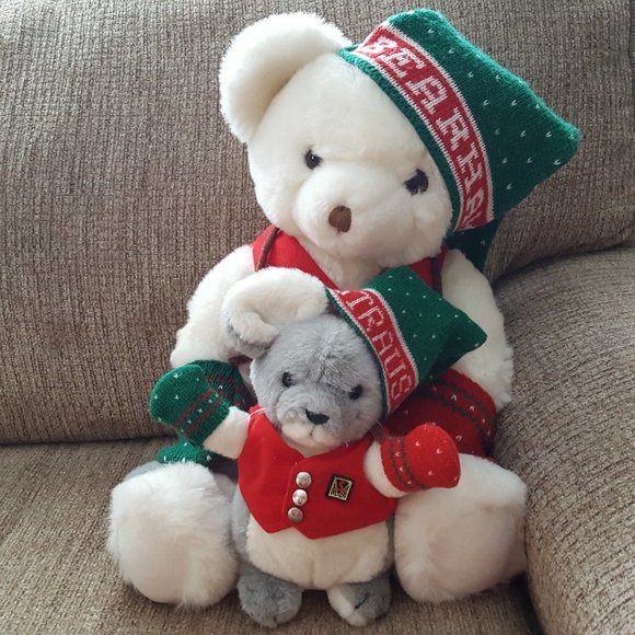 Vintage Christmas Plush Bear Abearham & Straus the Mouse Holiday '87 - Picture 2 of 16
